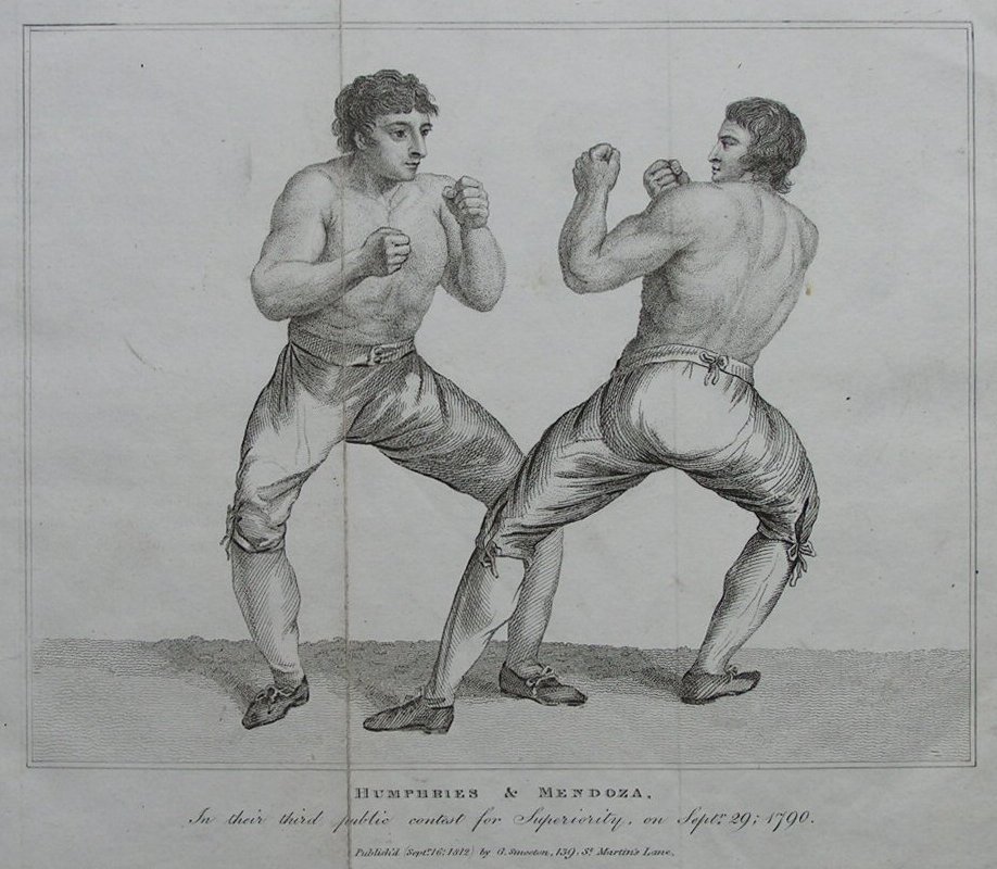 Print - Humphries and Mendoza, In their third public contest for Superiority, on Septr 29; 1790.